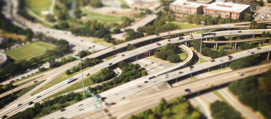 Freeway traffic in downtown Houston